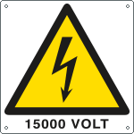 E400722KS - Etichetta autoadesiva pericolo 15000 volt EN ISO 7010