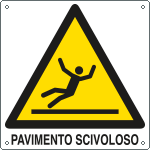 E401401W - Cartello pericolo pavimento scivoloso scivoloso EN ISO 7010