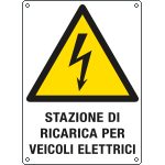 E440704K - Cartello pericolo "stazione di ricarica veicoli elettrici" ISO 7010