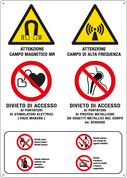 E4553 - Cartello multisimbolo Attenzione campo magnetico EN ISO 7010