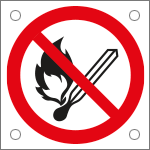 E49705N - Cartello bordo macchina divieto uso fiamme libere EN ISO 7010