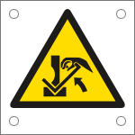 E49821MS - Foglio n.5 etichette autoadesive Pericolo schiacciamento...ENISO7010