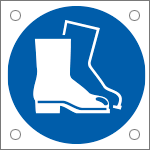 E49855N - Cartello bordo macchina  obbligo uso calzature sicurezza EN ISO 7010