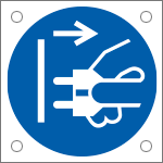 E49899N - Cartello alluminio obbligo "disconnettere prima di aprire"