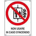 E622001K - Cartello divieto l'uso dell'ascensore in caso d'incendio EN ISO 7010