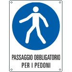 E628101KS - Etichetta adesiva obbligo passaggio per pedoni EN ISO 7010