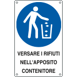 E637701X - Cartello obbligo versare i rifiuti in apposito contenitore EN ISO 7010