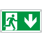 E715104WS - Etichetta adesiva uscita di emergenza freccia indietro EN ISO 7010