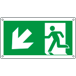 E715107XS - Etichetta uscita di emergenza freccia in basso a sinistra EN ISO 7010