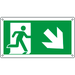 E715108WS - Etichetta uscita di emergenza freccia in basso a destra EN ISO 7010