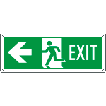 E720201K - Cartello uscita di emergenza freccia a sinistra e scritta EN ISO 7010