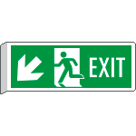 E720207BW - Cartello BIFACCIALE uscita emergenza EXIT freccia basso sx EN ISO 7010