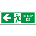 E720301W - Cartello uscita di emergenza freccia sinistra Emerg.EXIT EN ISO 7010