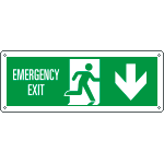 E720304KS - Etichetta uscita di emergenza freccia indietro Uscita Em. EN ISO 7010