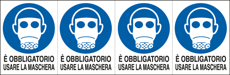 E9534B - Foglio n. 4 etichette adesive obbligo uso maschera EN ISO 7010