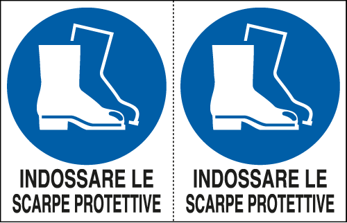 E9538A - Foglio 2 etichette adesive obbligo scarpe protettive EN ISO 7010