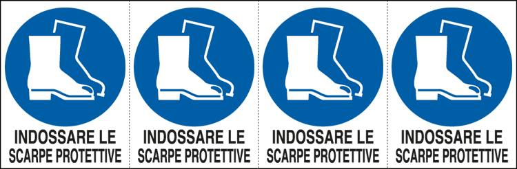 E9538B - Foglio 4 etichette adesive obbligo scarpe protettive EN ISO 7010