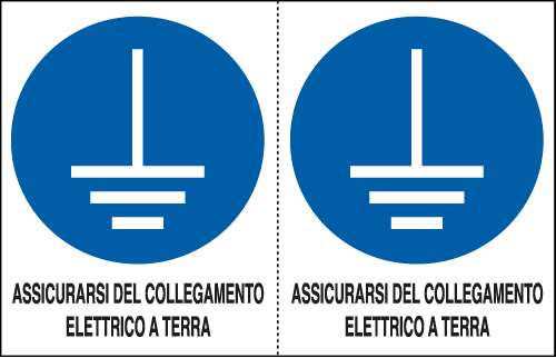E9541A - Foglio 2 etichette sicurezza collegamento a terra EN ISO 7010