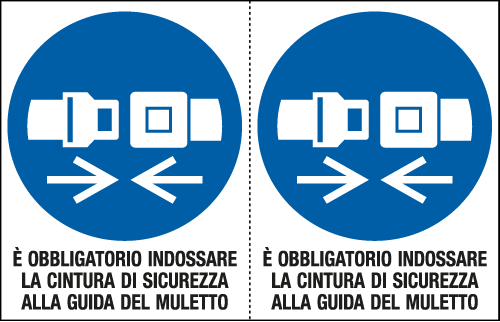 E9546A - Foglio 2 etichette adesive obbligo cintura c muletto EN ISO 7010