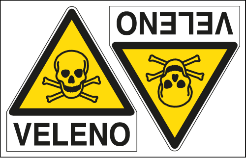 E9561A - Foglio 2 etichette Pericolo Sostanze Velenose EN ISO 7010