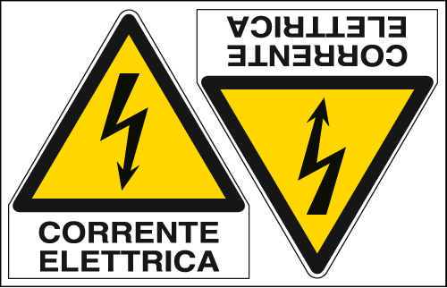 E9562A - Foglio 2 etichette adesive corrente elettrica EN ISO 7010