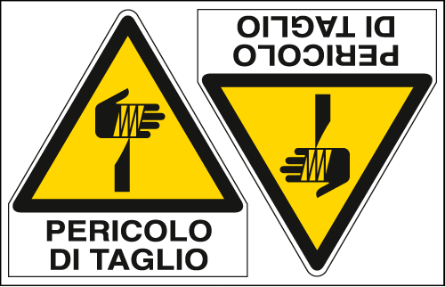E9577A - Foglio 2 etichette adesive pericolo di taglio EN ISO 7010