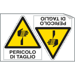 E9577A - Foglio 2 etichette adesive pericolo di taglio EN ISO 7010