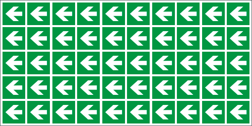 E9M1504 - Foglio n.50 etichette adesive simbolo freccia direzionale