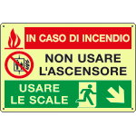 EL3537P - Cartello PVC luminesc.In caso di incendio discesa destra EN ISO 7010