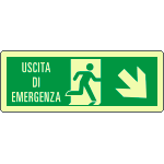 EL720108XP - Cartello lumin. DIN"uscita di emergenza"freccia basso dx EN ISO 7010