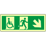EL720508WP - Cartello uscita emergenza disabili freccia in basso a dx.lum.ENISO7010