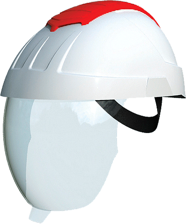 ELE42WR - elmetto bianco-rosso per elettricisti con visiera integrata