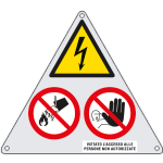 ER11903X - Cartello alluminio rifrangente per cabina un pericolo due divieti