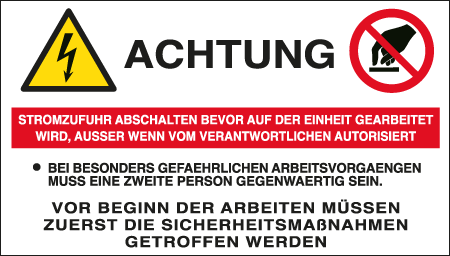 EYD49530E - Sign hazard ACHTUNG STROMZUFUHR  EN ISO 7010