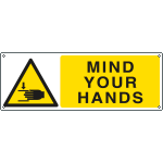 EYE1760K - Sign hazard MIND YOUR HANDS EN ISO 7010 W024