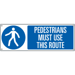 EYE1956K - sign hazard PEDESTRIANS MUST USE THISROUTE EN ISO 7010 M024