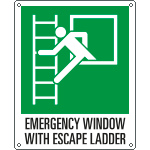 EYE201601K - sign emergency EMERGENCY WINDOW WITH ESCAPE LADDER EN ISO 7010 E016