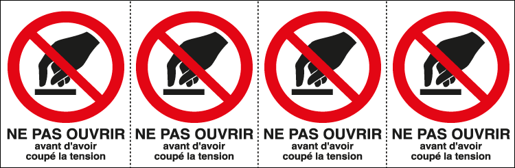 EYF95210B - sheet n. 4 label NE PAS OUVRIR AVANT D'AVOIRE COUPE'.....EN ISO 7010