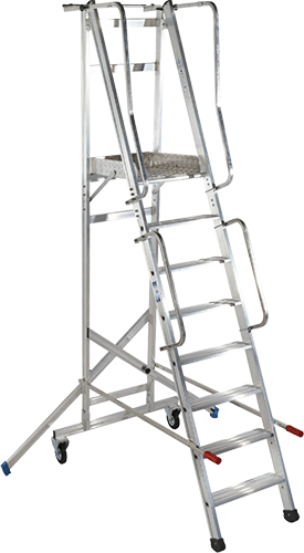 HSP132 - Scala a castello EN131 in alluminio n.9 gradini h. totale 3,25 mt.