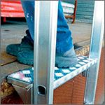 HSPGR1 - gradino di uscita in alluminio da 150 mm. per scale a gabbia modulari