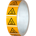 NPS113950 - rotolo da 250 pittogrammi adesivi lato mm  50 PERICOLO SUPERFICIE CALD