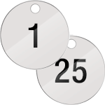PN4025W - confezione 25 piastrine numerate progressivamente da 1 a 25 col.BIANCO