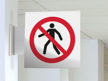 SECET19BA - segnale vetro CRYSTAL bifacciale vietato pedoni EN ISO 7010