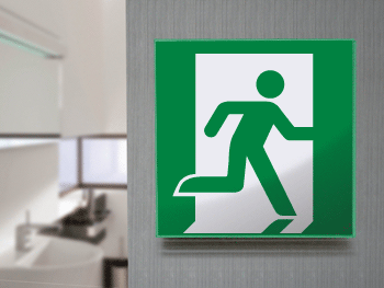 SECET33A - segnale vetro CRYSTAL monofacciale uscita emergenza EN ISO 7010