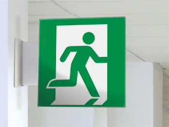 SECET33BB - segnale vetro CRYSTAL bifacciale uscita emergenza EN ISO 7010