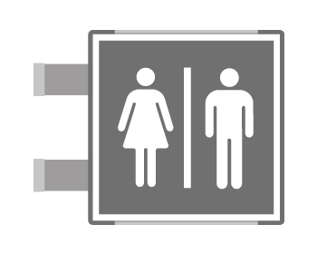 SEM15644BAC - segnaletica all.Metal prof.GRIGIO bifacciale TOILET U/D EN ISO 7010
