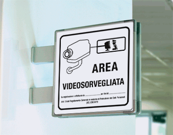 SEM5008BG - segnale alluminio METAL bifacciale Area Videosorvegliata