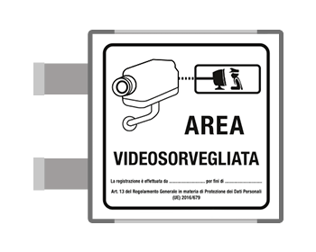 SEM5008BGC - segnale all.METAL profilo GRIGIO bifacciale Area Videosorvegliata