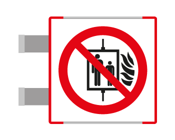 SEME1347BAC - segnal. all.Metal prof.ROSSO bifacciale Vietato Uso Ascensore ISO 7010