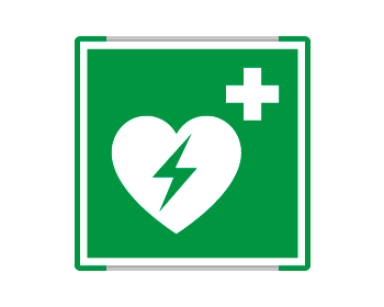 SEME15156GC - segnal. all.Metal mono profilo VERDE Defibrillatore  EN ISO 7010 E010